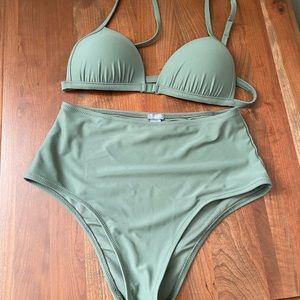 Aerie Swim Padded Push Up Bikini Top with Front Closure and High Wasted Bottoms